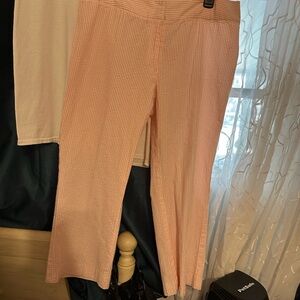 Peach Striped Women's Capris